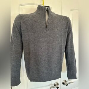 100% Wool Charcoal Zip-Up Sweater for Men